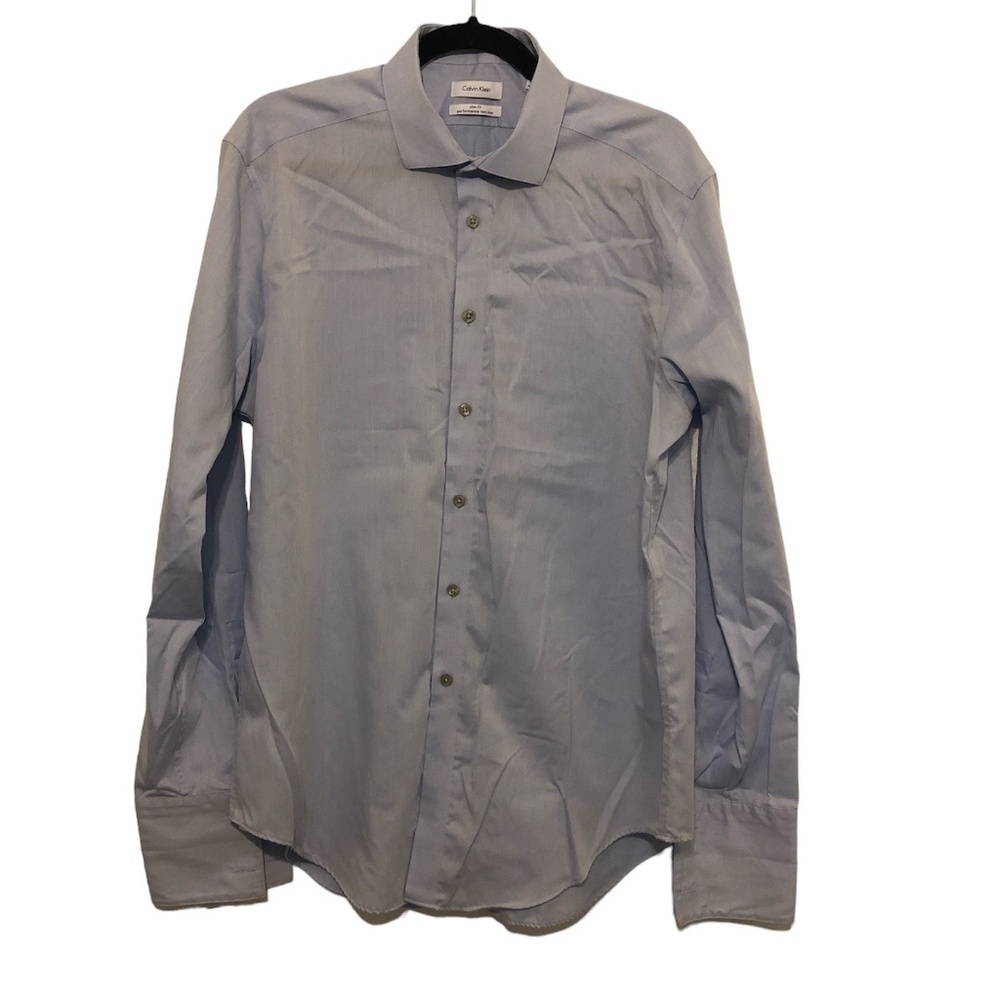 CALVIN KLEIN French Cuff Shirt Men’s Size 16.5 34/35 SlimFit PerformanceNon Iron